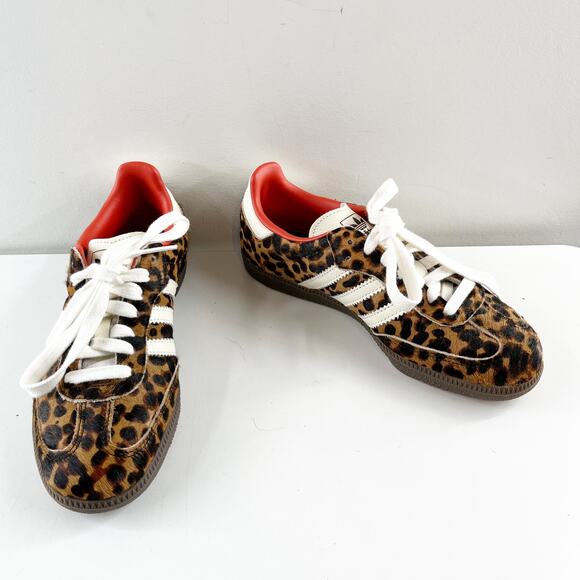 Adidas Samba OG Leopard Print Shoes Sneakers Tan Black White 7 - Picture 2 of 7